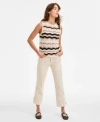 Democracy Womens Wavy Stripe Cotton Sweater Tank Top Ab Solution High Rise Kick Flare Jeans In Multi