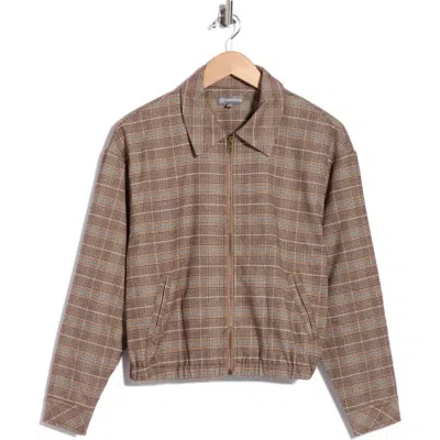 Democracy Zip Bubble Hem Jacket In Plaid Multi