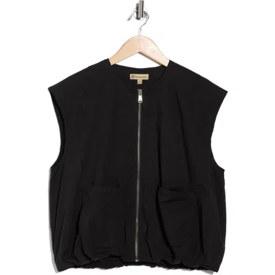 Democracy Zip Poplin Vest In Black