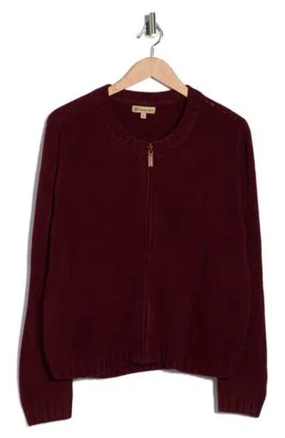 Democracy Zip-up Sweater In Burgundy