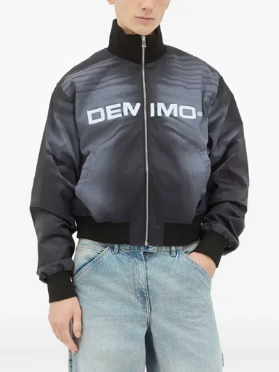 Demon Graphic-print Zip-front Bomber Jacket In Black