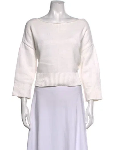 Pre-owned Demylee Bateau Neckline Sweater In White