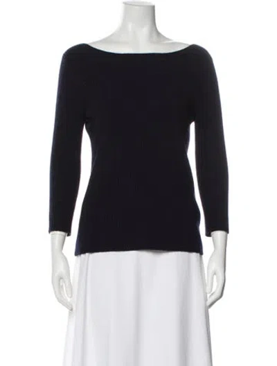 Pre-owned Demylee Cashmere Bateau Neckline Sweater In Blue