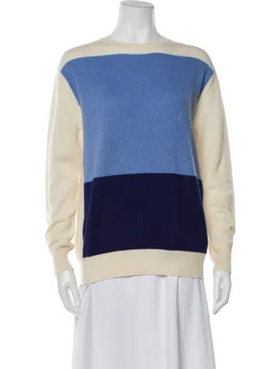 Pre-owned Demylee Cashmere Colorblock Pattern Sweater In Blue