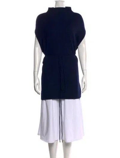 Pre-owned Demylee Cashmere Mock Neck Sweater In Blue