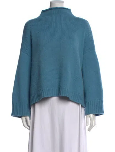 Pre-owned Demylee Cashmere Mock Neck Sweater In Blue