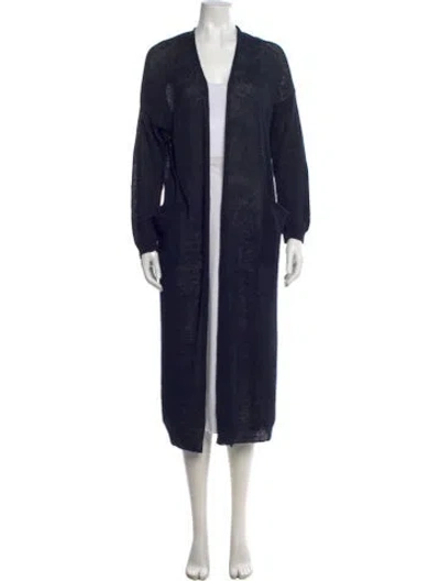Pre-owned Demylee Cashmere Open Front Sweater In Blue