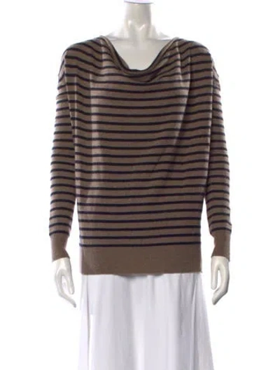 Pre-owned Demylee Cashmere Striped Sweater In Brown