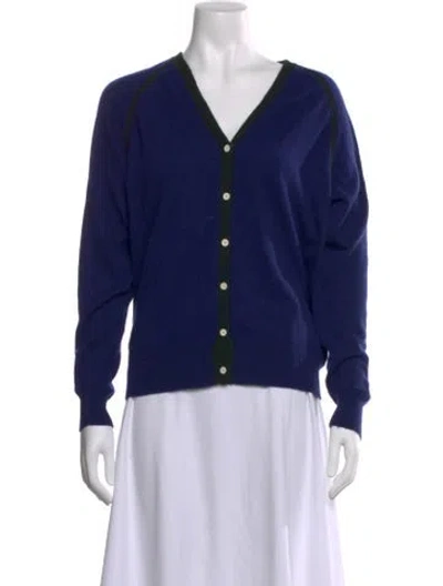 Pre-owned Demylee Cashmere V-neck Sweater In Blue