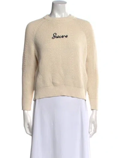 Pre-owned Demylee Graphic Print Mock Neck Sweater In Neutral