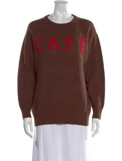 Pre-owned Demylee Lambswool Graphic Print Sweater In Brown