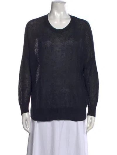 Pre-owned Demylee Linen Crew Neck Sweater In Blue