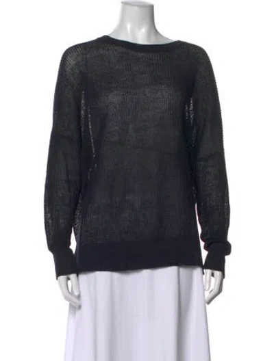 Pre-owned Demylee Linen Crew Neck Sweater In Blue