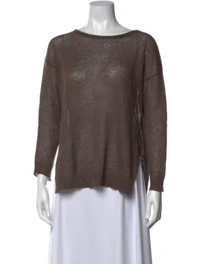 Pre-owned Demylee Linen Crew Neck Sweater In Brown
