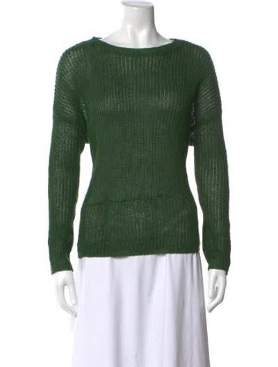 Pre-owned Demylee Linen Crew Neck Sweater In Green