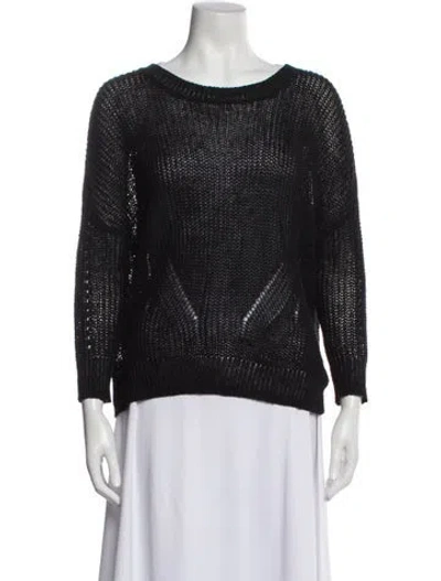 Pre-owned Demylee Linen Scoop Neck Sweater In Black