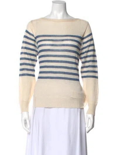 Pre-owned Demylee Linen Striped Sweater In Blue