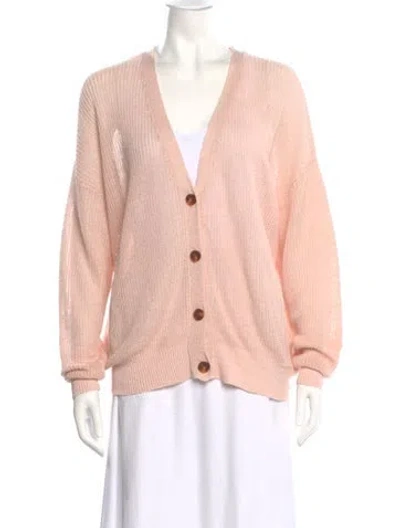 Pre-owned Demylee Linen V-neck Sweater In Pink