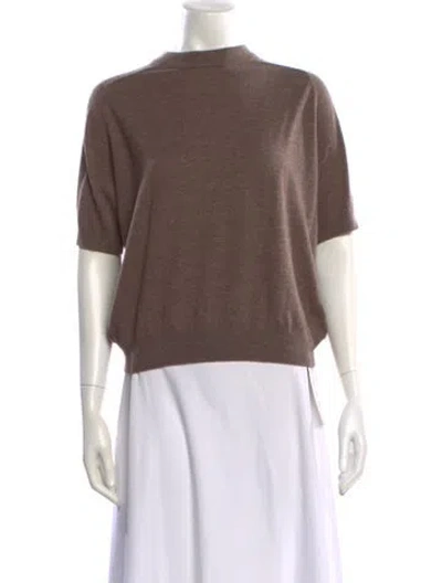 Pre-owned Demylee Merino Wool Bateau Neckline Sweater In Brown