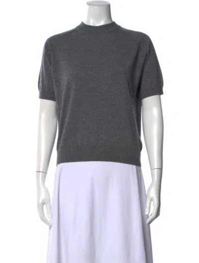 Pre-owned Demylee Merino Wool Mock Neck Sweater In Gray