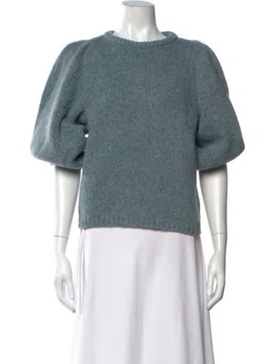 Pre-owned Demylee Merino Wool Tweed Pattern Sweater In Blue