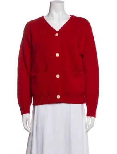 Pre-owned Demylee Merino Wool V-neck Sweater In Red