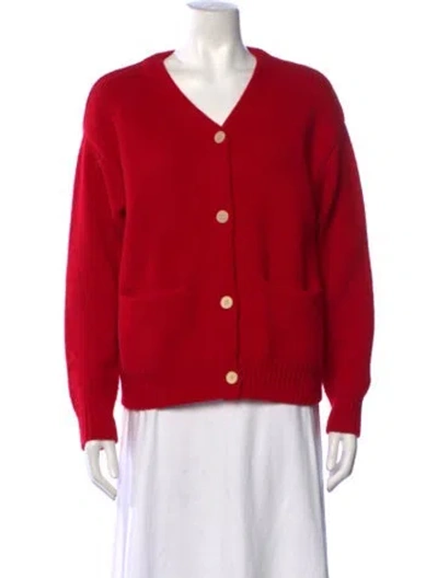 Pre-owned Demylee Merino Wool V-neck Sweater In Red