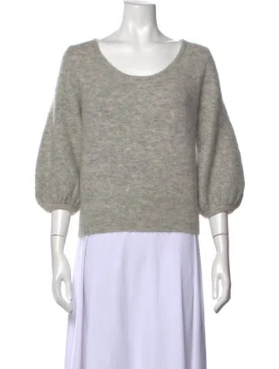 Pre-owned Demylee Mohair Scoop Neck Sweater In Grey