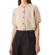 Demylee New York Amy Short-sleeve Cardigan In Pearl Barley In Multi