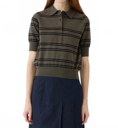 Demylee New York Brea Stripe Top In Loden/black In Multi