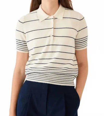 Demylee New York Drew Striped Cashmere Polo In Ivory / Navy In Multi