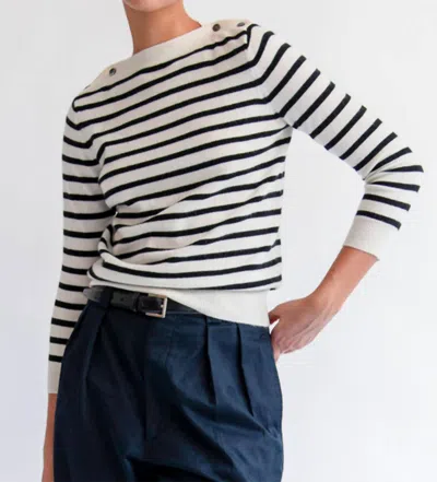 Demylee New York Jamie Stripe Cashmere Sweater In Black Ivory