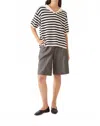 Demylee New York Jane Stripe Short-sleeve Sweater In Navy/off White In Multi