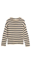 Demylee New York Lamis Stripe Cotton Sweater In Gray