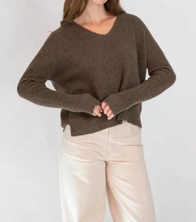 Demylee New York Maribel V-neck Sweater In Beige In Brown