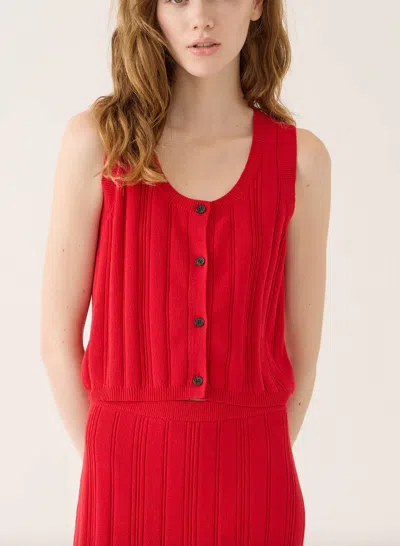 Demylee New York Nyla Cotton Linen Top In Red