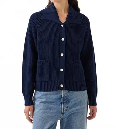 Demylee New York Parker Cotton Cardigan With Patch Pockets In Navy In Blue