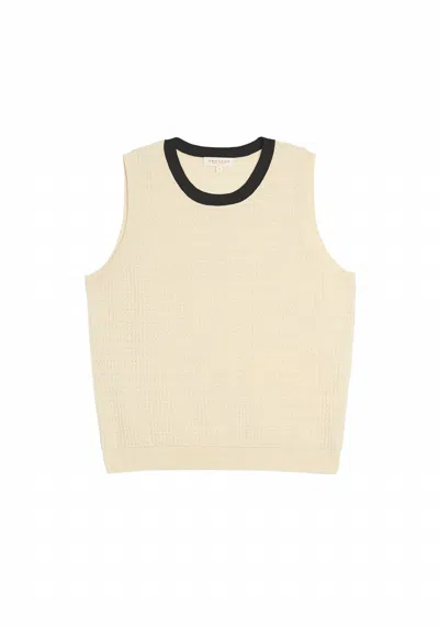 Demylee New York Women's Issa Waffle Point Top In Ecru/black In Multi