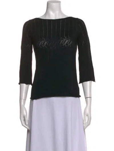 Pre-owned Demylee Patterned Bateau Neckline Sweater In Black