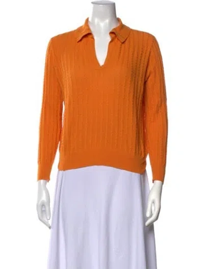Pre-owned Demylee Patterned V-neck Sweater In Orange