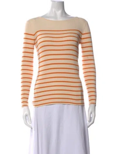 Pre-owned Demylee Striped Bateau Neckline Sweater In Neutrals