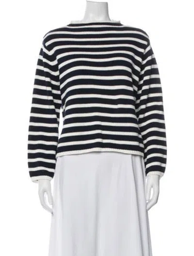 Pre-owned Demylee Striped Crew Neck Sweater In Blue