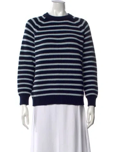 Pre-owned Demylee Striped Crew Neck Sweater In Blue