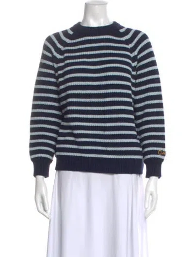 Pre-owned Demylee Striped Crew Neck Sweater W/ Tags In Blue