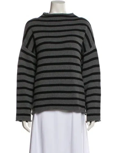 Pre-owned Demylee Striped Mock Neck Sweater W/ Tags In Black