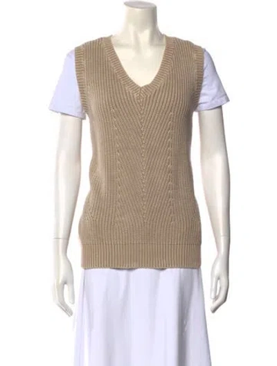 Pre-owned Demylee Striped V-neck Sweater In Neutral