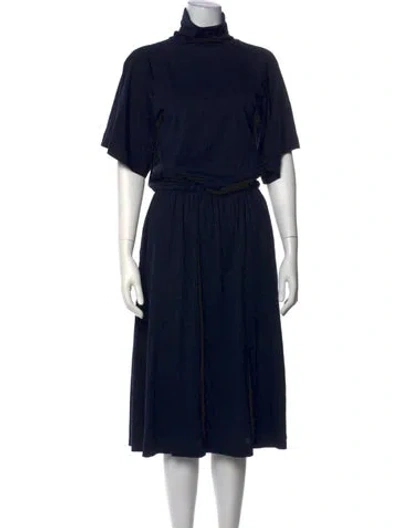 Pre-owned Demylee Turtleneck Midi Length Dress In Blue