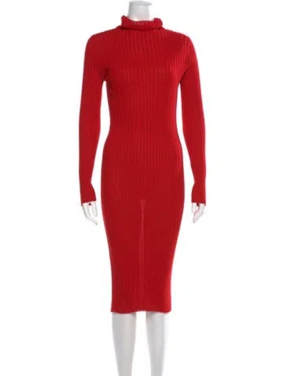 Pre-owned Demylee Turtleneck Midi Length Dress In Red