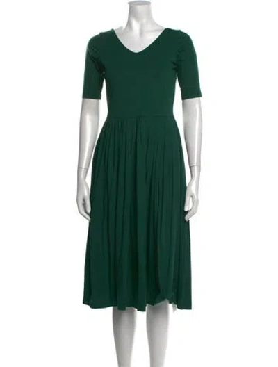 Pre-owned Demylee V-neck Midi Length Dress In Green