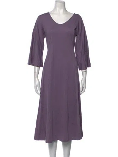 Pre-owned Demylee V-neck Midi Length Dress In Purple